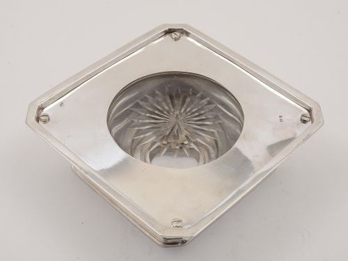 Large Art Deco Silver and Glass Ink Stand