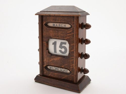 Edwardian Oak Desk Calendar Circa 1900