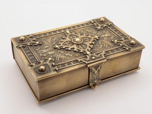 Scottish Brass Novelty Book-Shaped Cigar Box Circa 1890