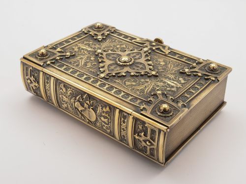 Scottish Brass Novelty Book-Shaped Cigar Box Circa 1890