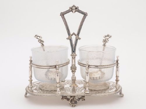 Victorian Cream & Sugar in Stand Circa 1880
