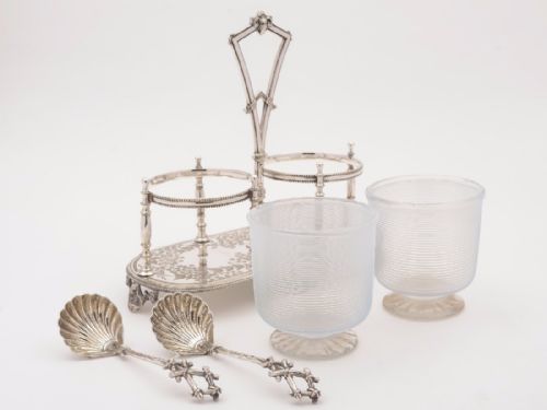 Victorian Cream & Sugar in Stand Circa 1880