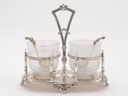 Victorian Cream & Sugar in Stand Circa 1880