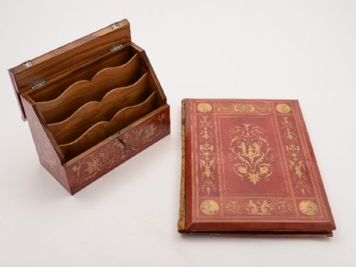 Inlaid Italian Sorrento Ware Document Box and Folder Circa 1905