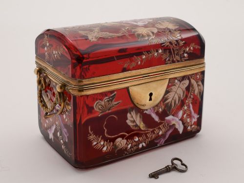 Victorian Bohemian Glass Jewellery Box Circa 1880