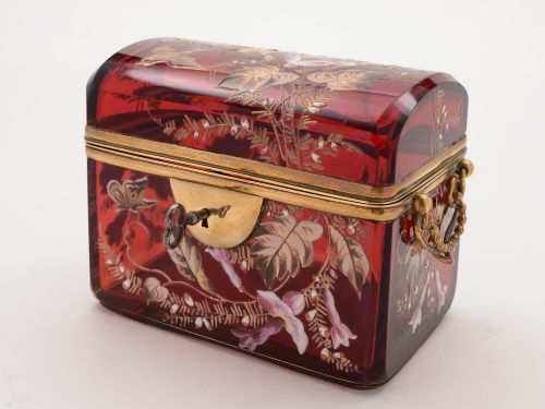 Victorian Bohemian Glass Jewellery Box Circa 1880