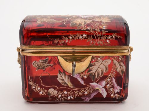 Victorian Bohemian Glass Jewellery Box Circa 1880