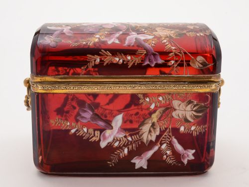 Victorian Bohemian Glass Jewellery Box Circa 1880