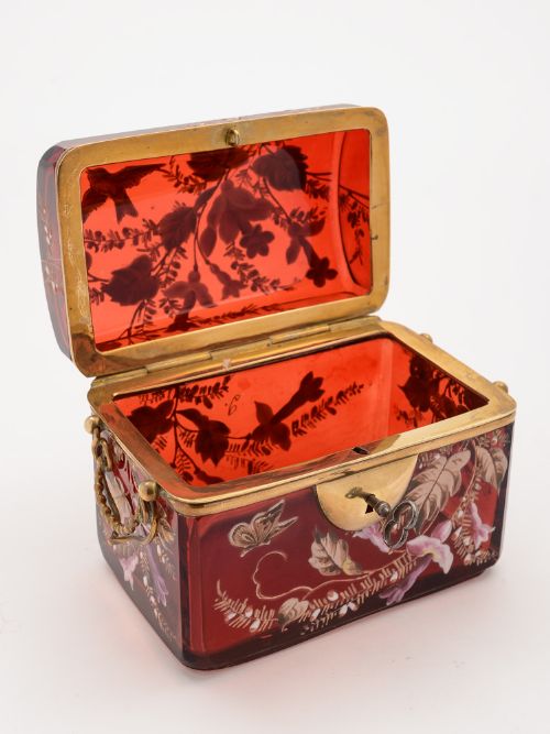 Victorian Bohemian Glass Jewellery Box Circa 1880