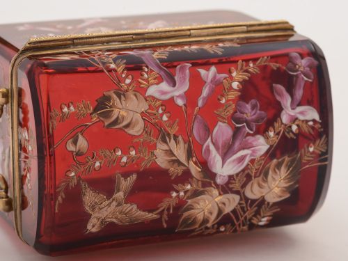 Victorian Bohemian Glass Jewellery Box Circa 1880