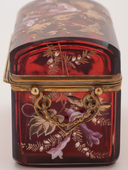 Victorian Bohemian Glass Jewellery Box Circa 1880
