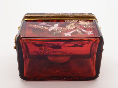 Victorian Bohemian Glass Jewellery Box Circa 1880