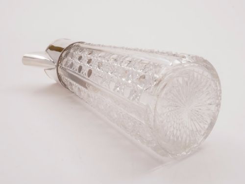 19th Century Victorian Cut Glass and Silver Plated Claret Jug Circa 1890