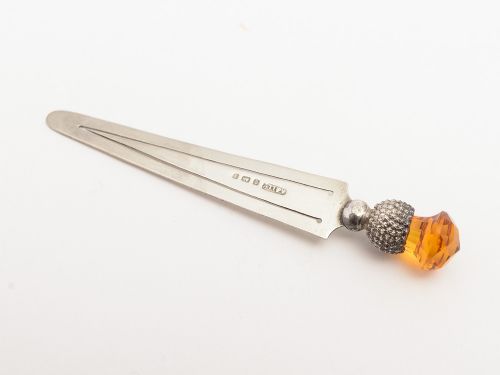 Edwardian Silver Thistle Shaped Bookmark 1906