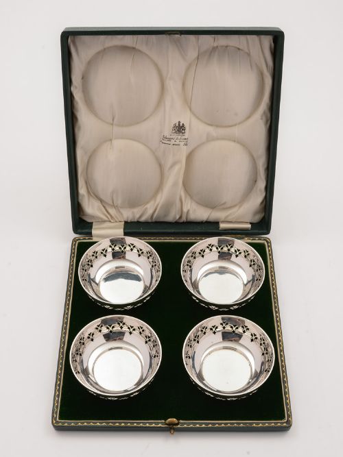 Cased Set of 4 Silver Bon Bon Dishes Birmingham 1922