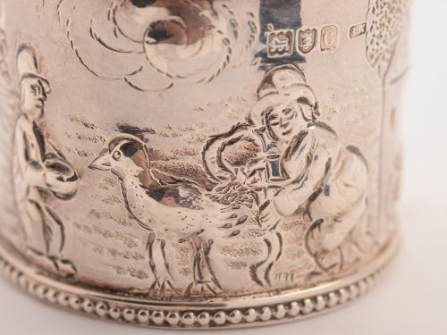 Victorian Silver Drum Shaped Mustard Pot London 1898