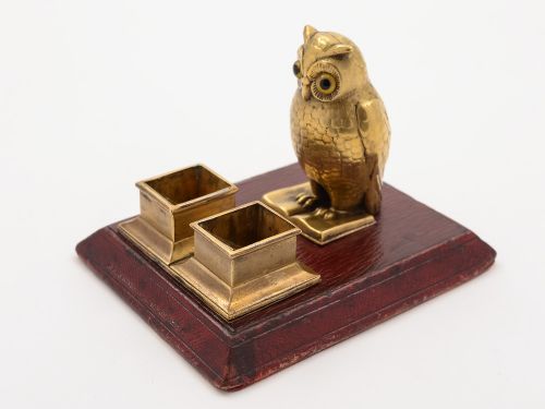 Victorian Novelty Brass Owl Stamp Dispenser