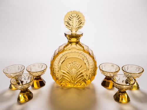 Amber Coloured Art Deco Liqueur Set Circa 1930