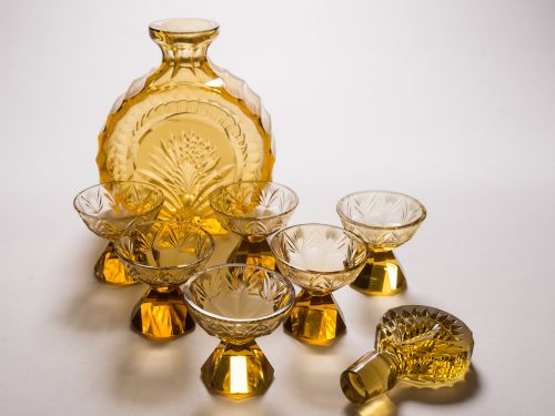 Amber Coloured Art Deco Liqueur Set Circa 1930