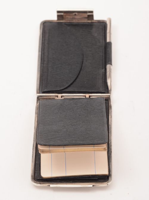 Victorian Silver and Leatherette Notebook Holder London 1891