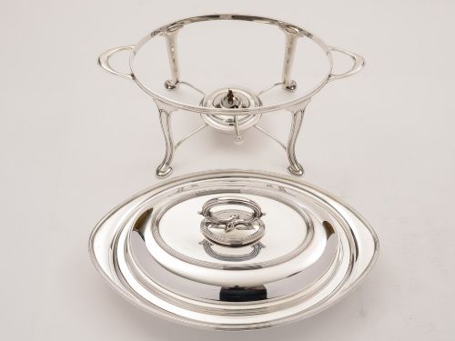 Art Deco Elkington Silver Plated Entree Dish on Stand Circa 1925