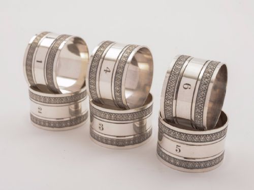 Cased Set of 6 Edwardian Napkin Rings Circa 1905