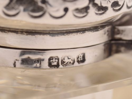 Silver Topped and Cut Glass Ink Pot and Pen Tray