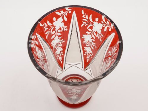 Bohemian Ruby Overlaid Glass Vase Circa 1900