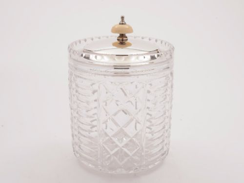 Silver Lidded Biscuit Box/Cookie Jar Sheffield 1936