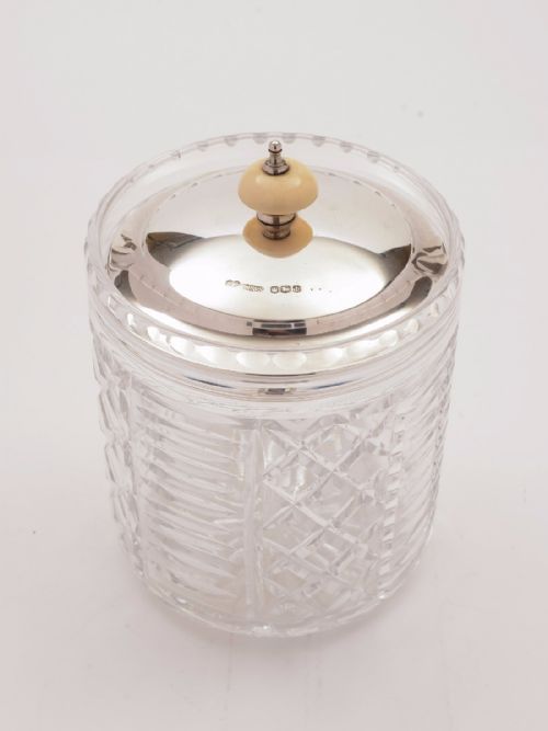 Silver Lidded Biscuit Box/Cookie Jar Sheffield 1936