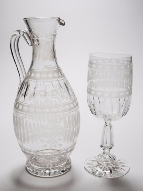 Victorian Glass Claret Jug and Goblet Circa 1890