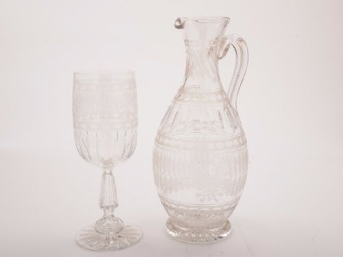 Victorian Glass Claret Jug and Goblet Circa 1890
