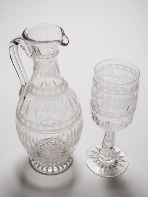 Victorian Glass Claret Jug and Goblet Circa 1890