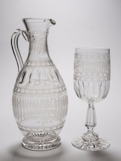 Victorian Glass Claret Jug and Goblet Circa 1890