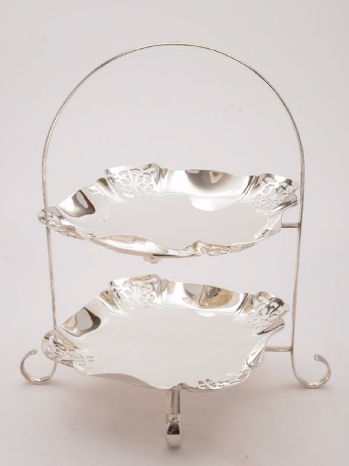 Silver Plated Two Tier Cake Stand Circa 1920