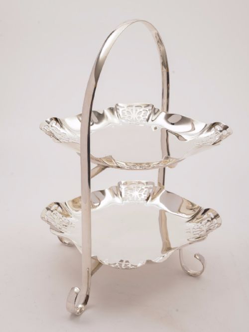 Silver Plated Two Tier Cake Stand Circa 1920