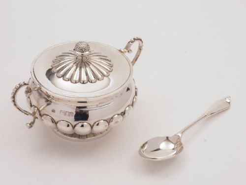 Victorian Silver Cased Porringer and Spoon London 1896