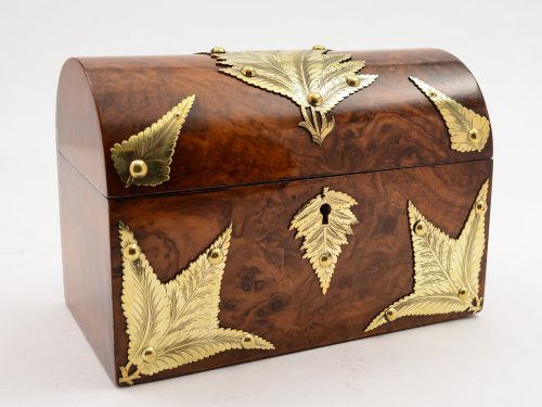 Victorian Burr Walnut Domed Tea Caddy Circa 1880