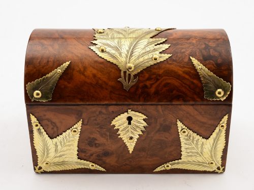 Victorian Burr Walnut Domed Tea Caddy Circa 1880