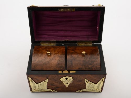 Victorian Burr Walnut Domed Tea Caddy Circa 1880