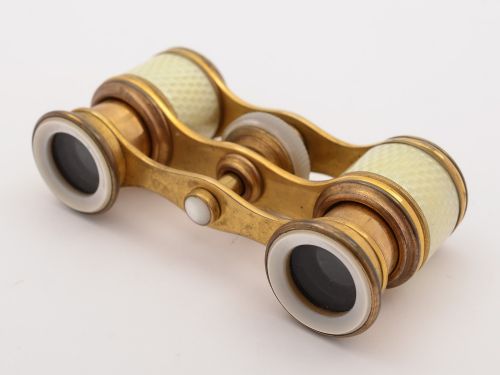 Edwardian Brass and Guilloche Enamelled Opera Glasses Circa 1905