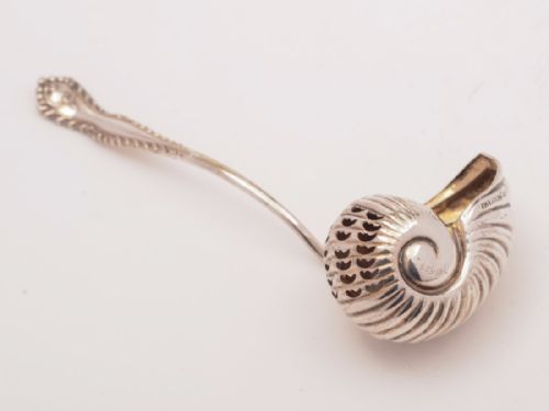 Edwardian Silver Plated Nautilus Shell Shaped Sugar Sifter Circa 1905