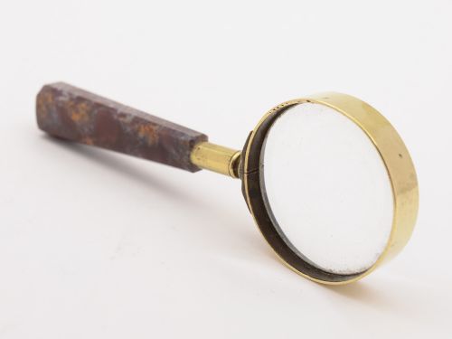 Victorian Scottish Polished Stone and Brass Magnifying Glass Circa 1880