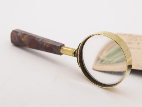 Victorian Scottish Polished Stone and Brass Magnifying Glass Circa 1880