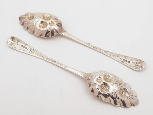 Pair of Georgian Silver Berry Spoons London 1811