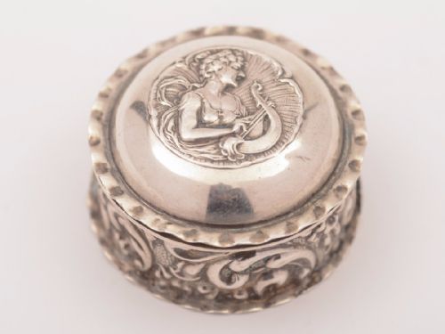 Art Nouveau Silver Pill Box Birmingham 1901