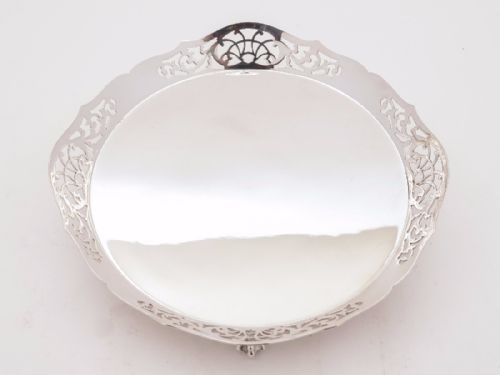 Edwardian Silver Plated Round Gallery tray Circa 1905