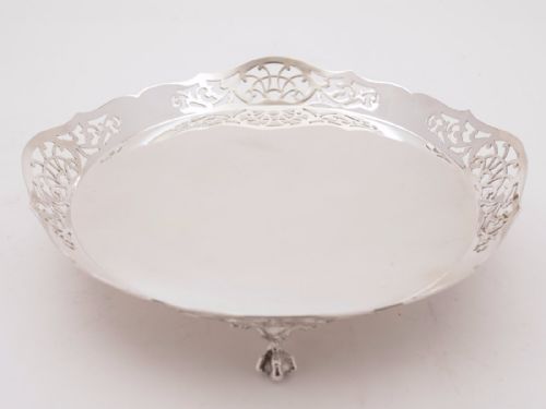 Edwardian Silver Plated Round Gallery tray Circa 1905