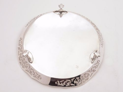 Edwardian Silver Plated Round Gallery tray Circa 1905