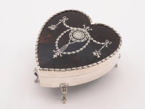 Edwardian Silver and Tortoise Shell Trinket Box London 1909